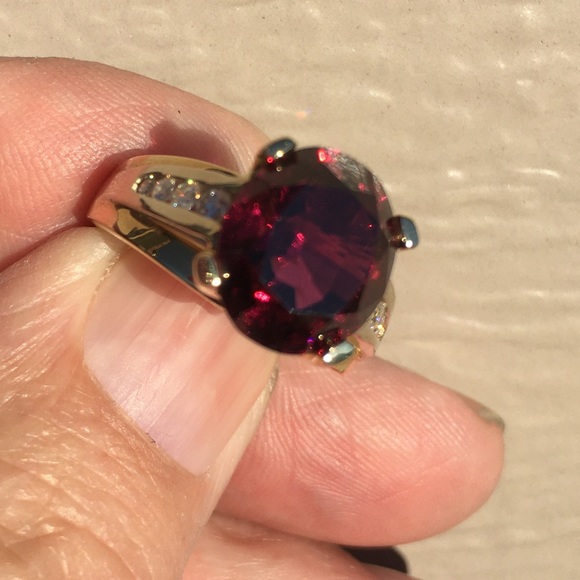 FINAL SALE PRICE HUGE 14K Rhodolite Garnet & Diamond Ring - Picture 11 of 13